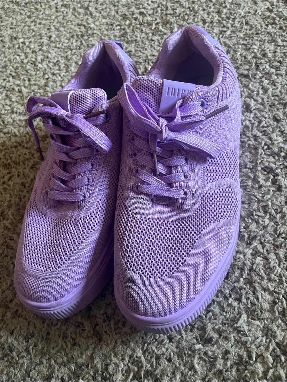 IDIFU Lilac Knit Lace-Up Women's Sneakers
